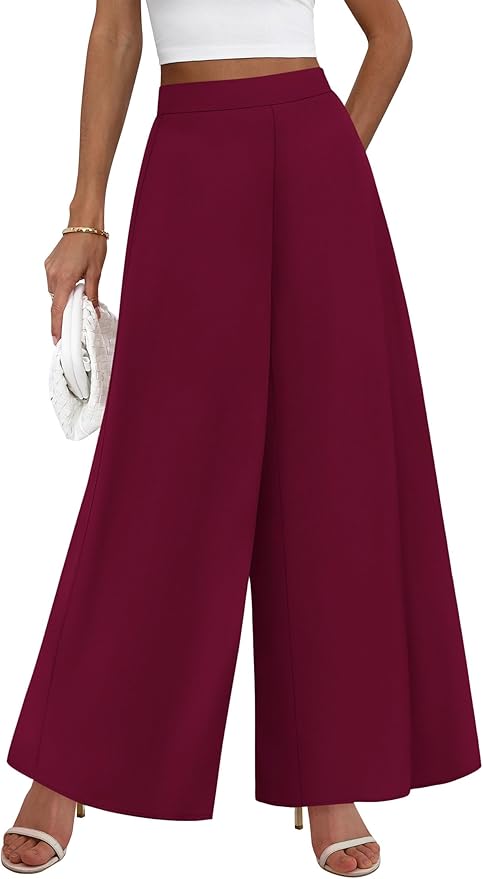 Women's Palazzo Pants 2026 Summer Wide Leg High Waisted Business Casual Work Trousers with Pockets