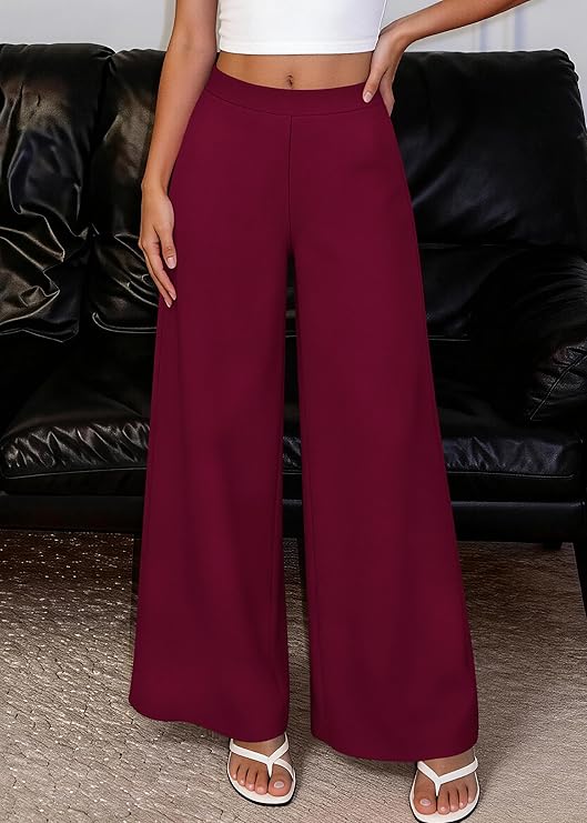 Women's Palazzo Pants 2026 Summer Wide Leg High Waisted Business Casual Work Trousers with Pockets
